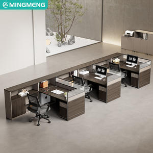 Combinación de escritorio y silla para tres a diez empleados, escritorio para empleados con gabinete con pantalla, estación de trabajo minimalista para oficina. - Product Image 5