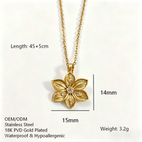 Nuevo Collar de Trébol de Acero Inoxidable Chapado en Oro de 18K con Colgante de Flor de Circonita Cúbica, Hipoalergénico e Impermeable, Joyería para Mujer