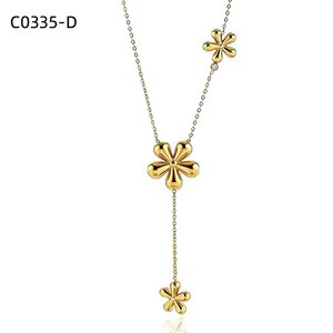 Collier pendentif fleur Amy Amy en acier inoxydable plaqué argent pour femme, bijoux de fête, à porter au quotidien, chaîne serpent C0335 - Product Image 3