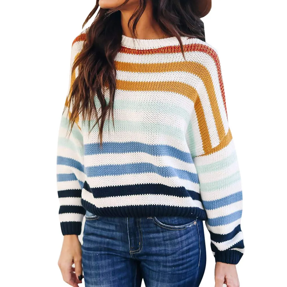 Cardigan Tops 2023 Long Sleeve Crop Black Womens Ladies Button Down Colorful Knit Wrap Rainbow Cardigan Sweater