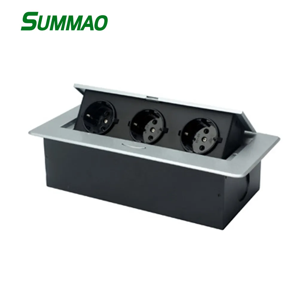 SUMMAO office desk/kitchen recessed desk top power Pop up hidden European standard data outlet floor socket