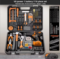 Kit d'outils électriques tout-en-un, perceuse sans fil avec boîte à outils portable pour la maison et le bricolage