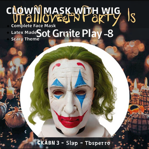 Masque de <span class=keywords><strong>clown</strong></span> avec <span class=keywords><strong>perruque</strong></span> en latex souple pour fournisseur de fête, masque de costume de Joker pour tête entière pour mascarade et fête d'Halloween - Product Image 2