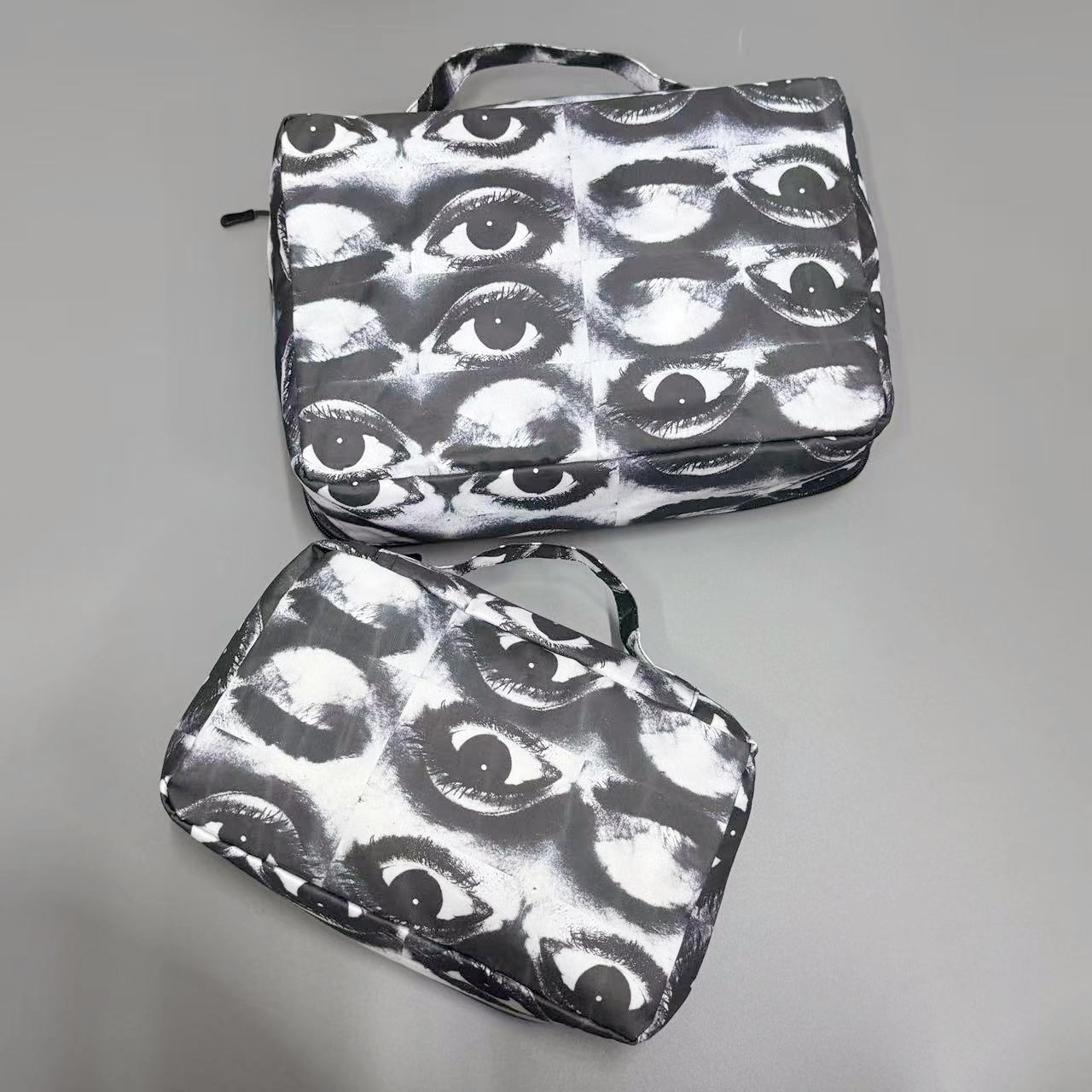 3PC Foldable Luggage Compression Pouches Nylon Travel Bag Mesh Expandable Packing Organizers Eye Pattern Packing Cubes