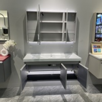 Meuble-lavabo de salle de bain moderne de luxe 120 cm avec vasque en céramique et miroir LED anti-buée facile à nettoyer