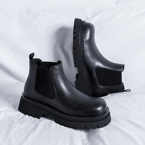 Summer Formal Ankle Boots for Office Career Genuine Leather Chelsea Height Increasing Patent Leather Cowboy Shoes Handsome - Product Image 5