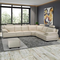 Ensemble de canapés en cuir en forme de L 7 places, design moderne et actuel, avec rembourrage en éponge, idéal pour appartement
