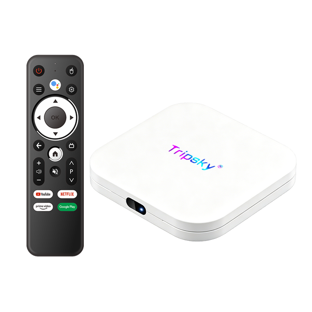 Tripsky New Android 14 TV Box 8K Ultra HD Dual Band WiFi Voice Remote Control Set Top Box