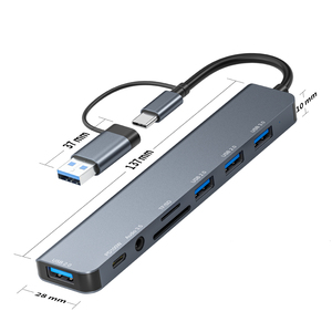 <span class=keywords><strong>TUTI</strong></span> Hub USB 8 in 2 all'ingrosso, da USB-A e Type-C a 3.0, con ricarica PD 100W, splitter e adattatore per docking station laptop - Product Image 3
