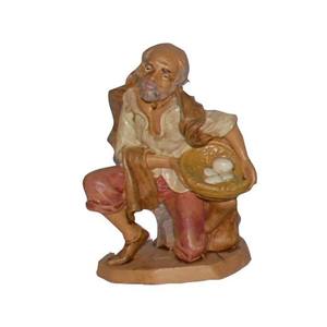 Pastor Arrodillado con Huevos, Modelo LUX, en PVC con Efecto Madera, 10 cm de Alto - Product Image 1