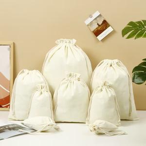 ถุงผ้าแคนวาสแบบมีเชือกผูก ปรับแต่งได้ เป็นมิตรกับสิ่งแวดล้อม ผ้าฝ้ายธรรมชาติธรรมดา พร้อมโลโก้-ถุงช้อปปิ้งเพื่อการส่งเสริมการขาย - Product Image 3