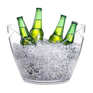 Cubo de hielo de transparencia personalizado para vino, champán, cerveza, acrílico y enfriador de plástico PP con pinzas, soporte de cerveza promocional - Product Image 3