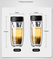 Bouteilles en verre à double paroi en borosilicate Infuseur de filtre de fruits de thé en verre Infuseur de fruits Voss Bouteille d'eau