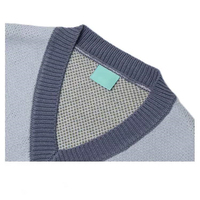 Personnalisé Jacquard Nervure Tricot Logo Nouvelle Mode Coton Noir Pull Gilet Hommes