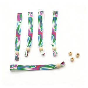 Bracelets <span class=keywords><strong>en</strong></span> tissu polyester pour sublimation |   <span class=keywords><strong>Perles</strong></span> <span class=keywords><strong>en</strong></span> <span class=keywords><strong>bois</strong></span> écologiques de haute qualité avec logo personnalisé imprimé pour les événements festifs - Product Image 6