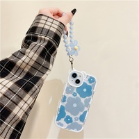 Adorable sangle de téléphone transparente 3D à motif floral, commande en gros, livraison mondiale, coques de téléphone pour iPhone avec grip inclus