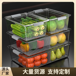 Kitchen <b>Storage</b> Boxes Rectangle With Lid For Fridge Vegetable Fruit Food Preservation Organizers - Product Image 5