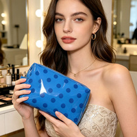 Trousse de Maquillage Personnalisée pour Femme, Trousse de Toilette de Voyage en PVC Colorée à Pois avec Fermeture Éclair, Trousse Cosmétique Tendance pour l'Été
