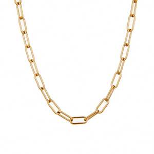 Cadena Básica Versátil de Acero Inoxidable Chapada en Oro de 18K, Collar Corto y Grueso para Otoño e Invierno, Accesorio para Abrigos y Sudaderas - Product Image 1