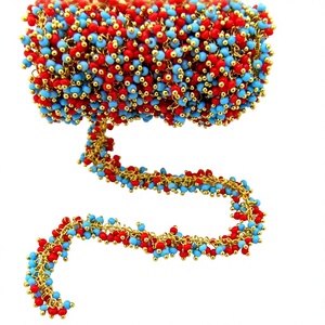 1 ฟุต- โซ่ลูกปัดสีเทอร์ควอยซ์ปะการังเรียบเนียนขนาด 2 มม. - Product Image 1