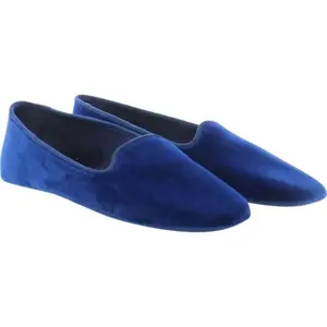 意大利工匠专业手工制作的奢华高品质电动蓝色天鹅绒家用拖鞋