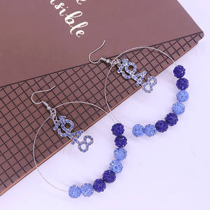 Exquisita organización de servicio artesanal hecha a mano griega ZA año de fundación 1948 número colgante Zeta Amicae hermandad de mujeres pendientes - Product Image 5