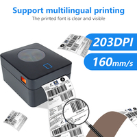 Printer kode bar hitam dan putih label pengiriman USB termal langsung 110mm cetakan POS digunakan stok Biru gigi