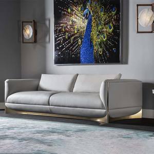 Sofá de Tela de Estilo Italiano, Ligero y de Lujo, Forma Recta, Tres Plazas, Tapizado con Relleno de Espuma, para Villa, Mansión o Apartamento Grande - Product Image 1