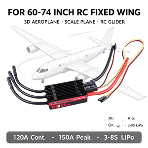 Hobbywing SkyWalker 120A V2 UBEC ESC Brushless 3-8S LiPo 120A à courant continu et crête de puissance, technologie DEO, frein inversé pour accessoires de modèles RC - Product Image 3