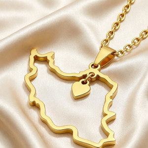 Collar de Acero Inoxidable Dorado a la Moda, Impermeable, para Mujer, Joyería 2026, Collar con Mapa de Irán Chapado en Oro de 18k para Mujer - Product Image 5