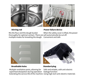 Blender Spiral Mixer adonan, aksi ganda frekuensi variabel 20L/30L/40L/60L dengan kawat tembaga Motor seri senyap - Product Image 4