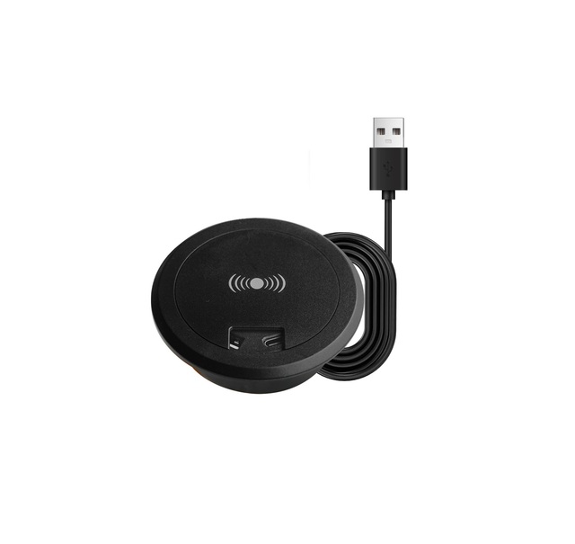 High Quality Recessed Desk Power Outlet with 15W Wireless Charger and USB Type-C for Furniture Use