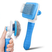 Brosse autonettoyante pour chiens et chats - Nettoyage en un clic, légère, poignée antidérapante, élimine les poils lâches