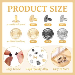 Magibeads Sets Leather Rivets Kit Mm Alloy <b>Purse</b> Screws Back Buttons Decorative Rivets Tightener Metal Buckle Studs For Clothing - Product Image 4