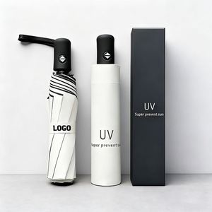 Parasol promotionnel portable anti-UV, petit, pliable en 3 sections, avec logo personnalisé, ouverture automatique – Nouveau design OEM pour cadeaux d'affaires en gros - Product Image 1