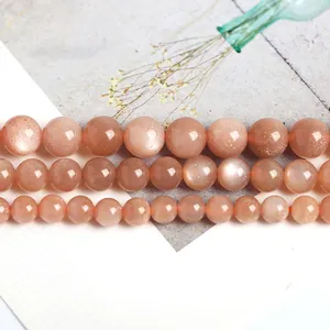 Beads Gemstone Beads High Quality 4 6 8 10 12mm Pick Size Beads Natural Orange Moonstone Beads Faceted Gemstone For DIY Accessory