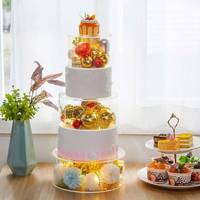 Support à gâteau acrylique à 3 niveaux de haute qualité et support de décoration de dessert cylindrique pour la fête d'anniversaire de mariage