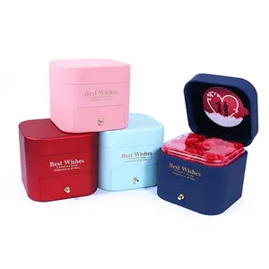 New Rose Valentine Dia Batom Pingente Anel Colar Jóias Embalagem Gift Box caixa de jóias com uma eterna rosa