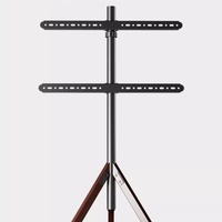Penyangga Tripod TV kayu 32-70 ", braket dudukan TV lantai baja dengan fitur putar untuk ruang tamu atau kantor