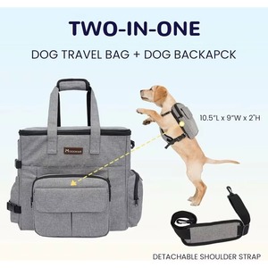 <b>Dog</b> Travel Bag with Treat Pouch Airline Approved for Traveling 2 food Container 2 Travel <b>Bowls</b>, Weekend <b>Dog</b> - Product Image 3