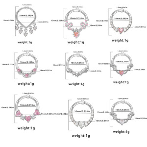 Gaby <span class=keywords><strong>Piercing</strong></span> de Acero Quirúrgico 316L con Segmento Articulado en Forma de Corazón, Clicker para Septum, Aro para Oreja <span class=keywords><strong>Daith</strong></span> y Anillo para Nariz - Product Image 2