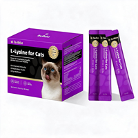 L-Lysine pour chats, 30 bandes de 2 g chacune, 60 g, bien-être oculaire, santé respiratoire, soutien immunitaire, immunité renforcée, sûr et naturel