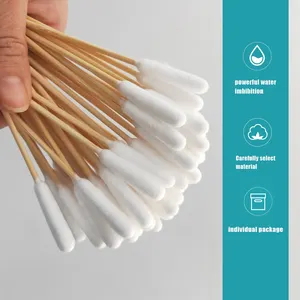 Customized Disposable High Quality Cotton Swabs Long Sticks Q-tips Large Head Bamboo Cotton Bud For Pet