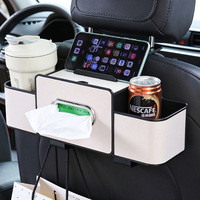 Organisateur de siège arrière de voiture, boîte de rangement en PP avec porte-gobelet multifonctionnel, porte-téléphone, boîte à mouchoirs et compartiment arrière