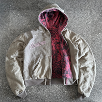 Fabricant de sweats à capuche réversibles personnalisés en gros, vestes thermiques à double face avec fermeture éclair, en strass, poids lourd 450 g/m² pour hommes