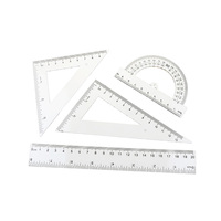 BECOL Fournitures Scolaires Règle Géométrique Transparente 20CM, Ensemble de 4 Pièces en Plastique de Bonne Qualité pour Étudiants, Kit d'Instruments Mathématiques