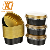 Moule à gâteau miniature en aluminium XC Y24 68 ml avec couvercle en plastique, jetable, qualité alimentaire, résistant au four