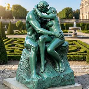 Statue de <span class=keywords><strong>couple</strong></span> amoureux en bronze grandeur nature, style antique, design personnalisé pour la décoration artistique extérieure - Product Image 1