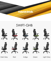Chaise de bureau ergonomique pivotante en maille avec roulettes en nylon confortables et appui-tête réglable pour mobilier commercial – Direct Usine