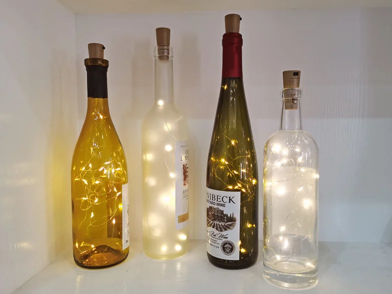 Wine Bottle Lights with Cork Battery Operated LED Cork Shape Silver Wire Colorful Fairy Mini String Lights